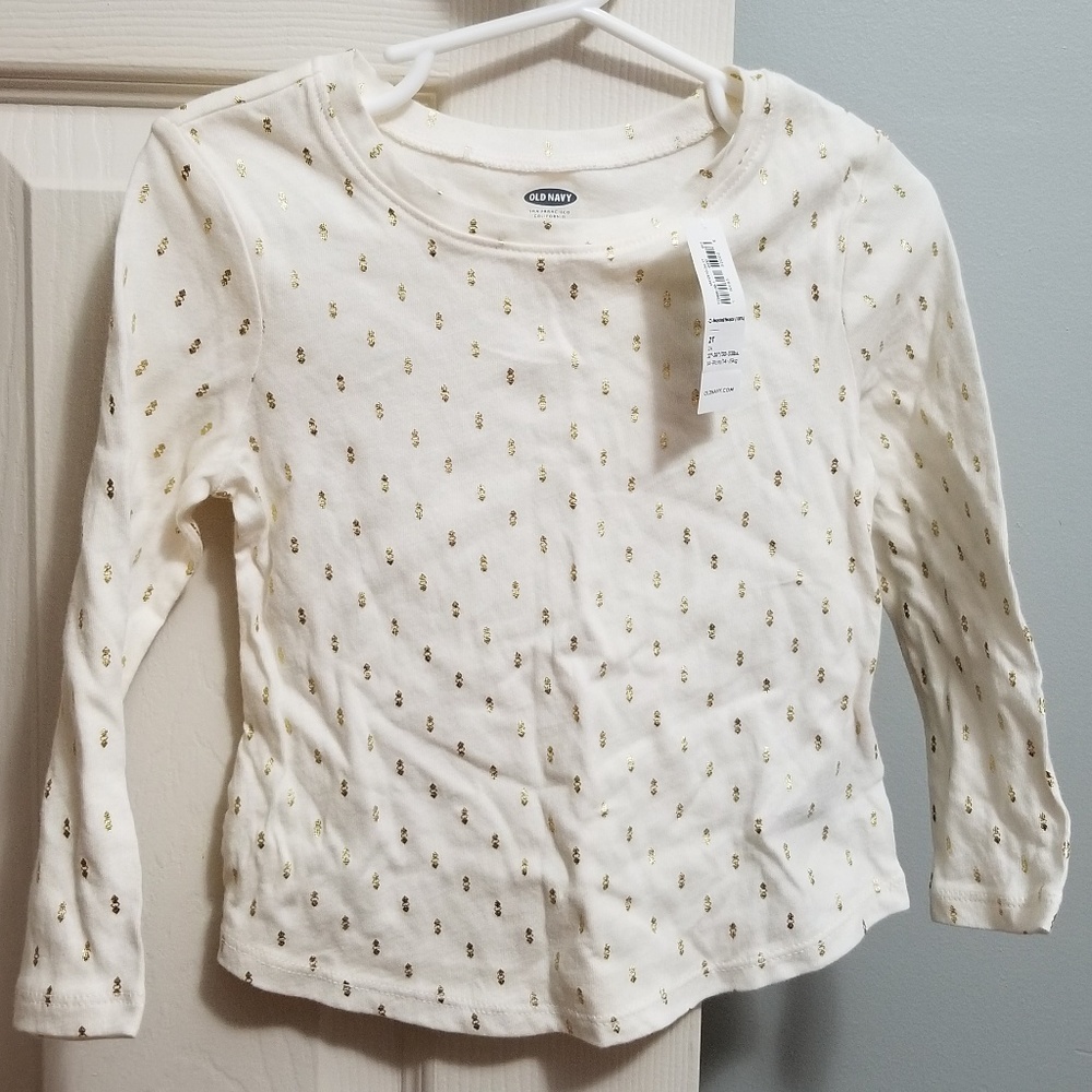 Old Navy 2T LS Tee w/ Gold Print